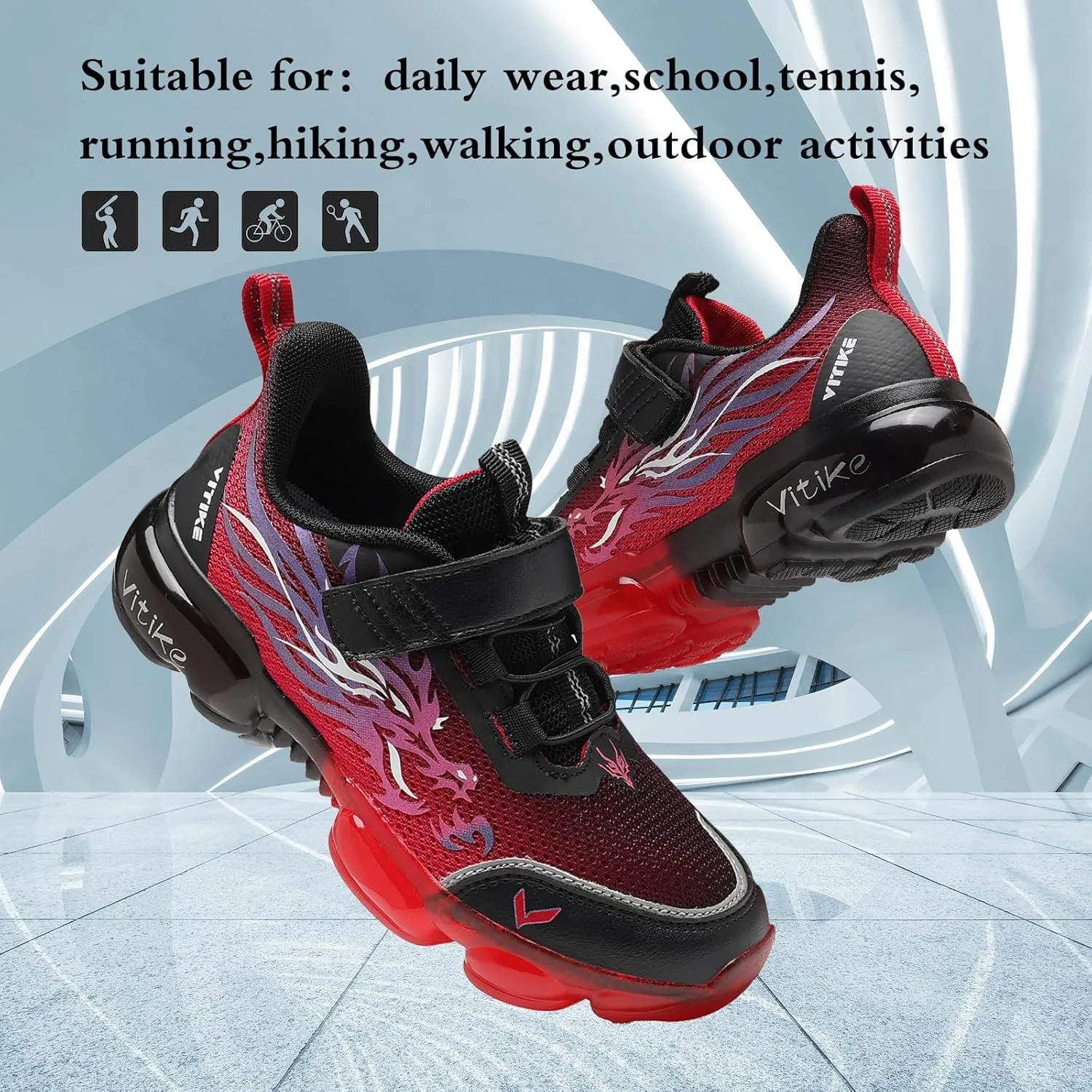 JMFCHI Kids Sneakers Boys Girls Tennis Running Shoes Outdoor Hiking Sneaker for Boys Athletic Breathable