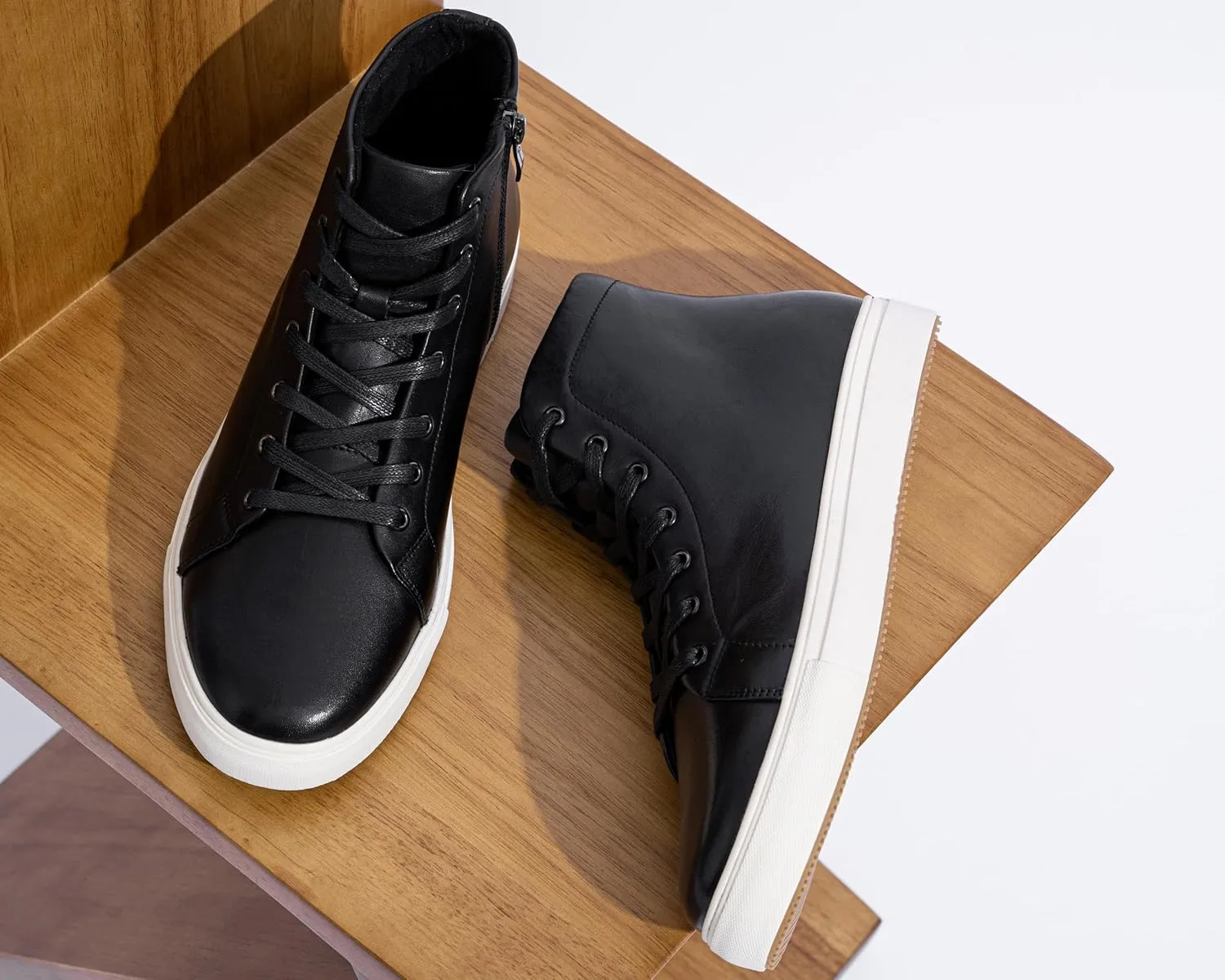 Jousen Men's Casual Shoes High Top Premium Leather Fashion Sneakers Dress Boots for Men