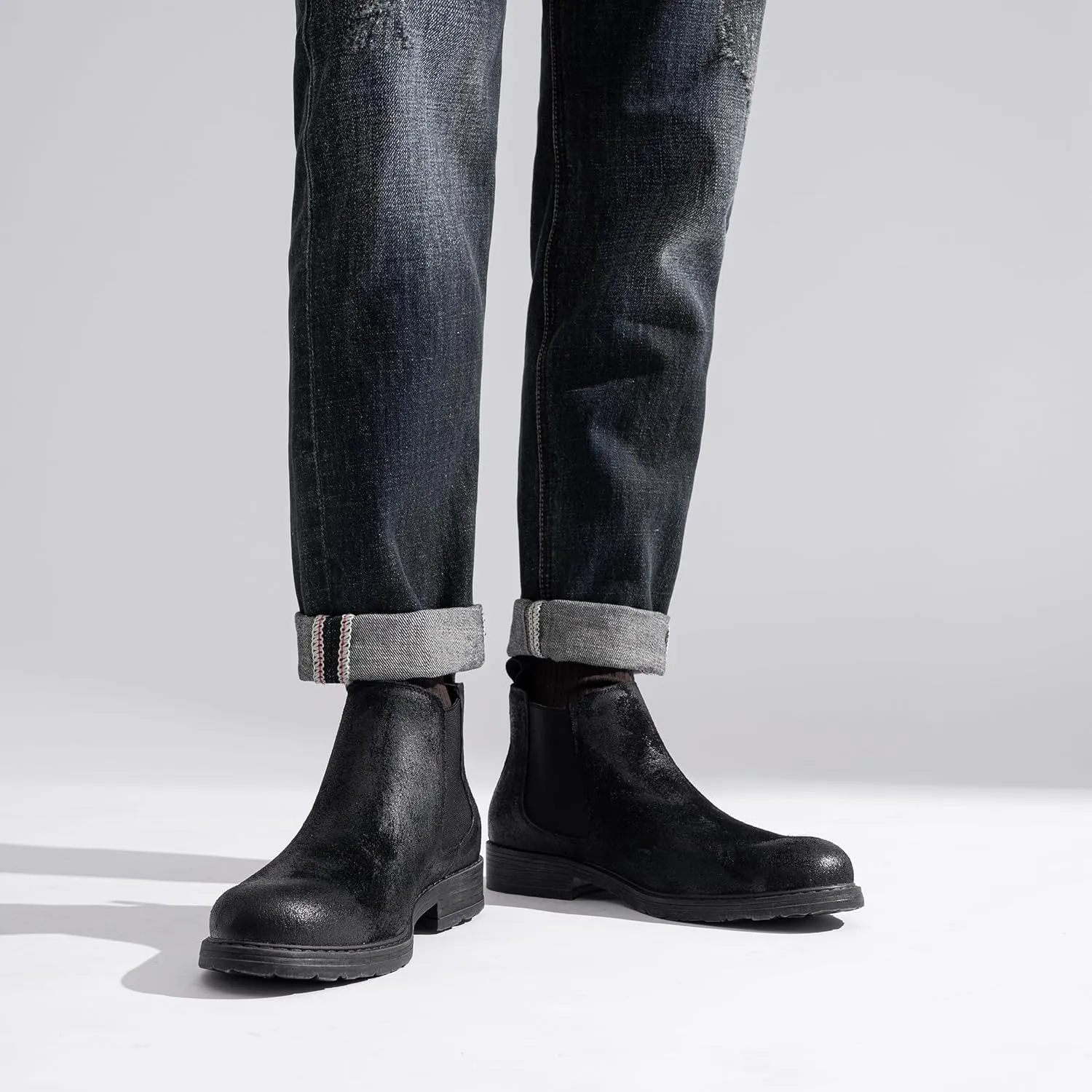 Jousen Men's Chelsea Boots Leather Distressed Boots for Men