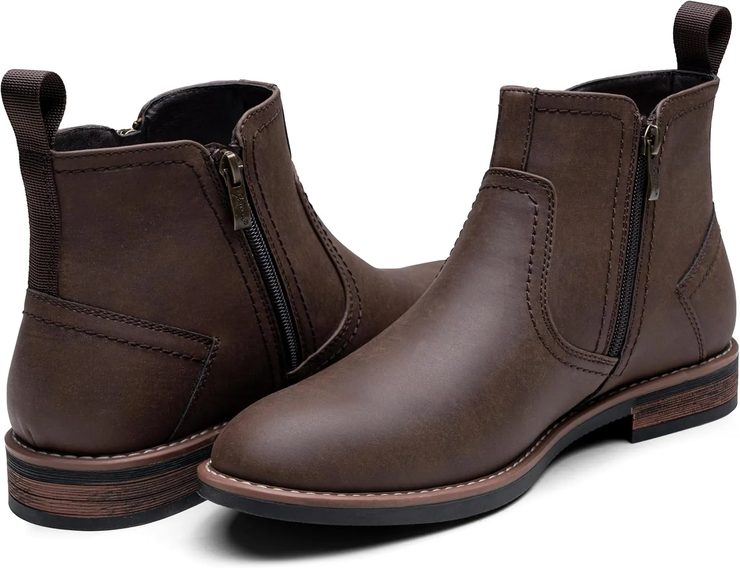Jousen Mens Chukka Boots Side Zipper Causal Pull On Dress Boots For Men