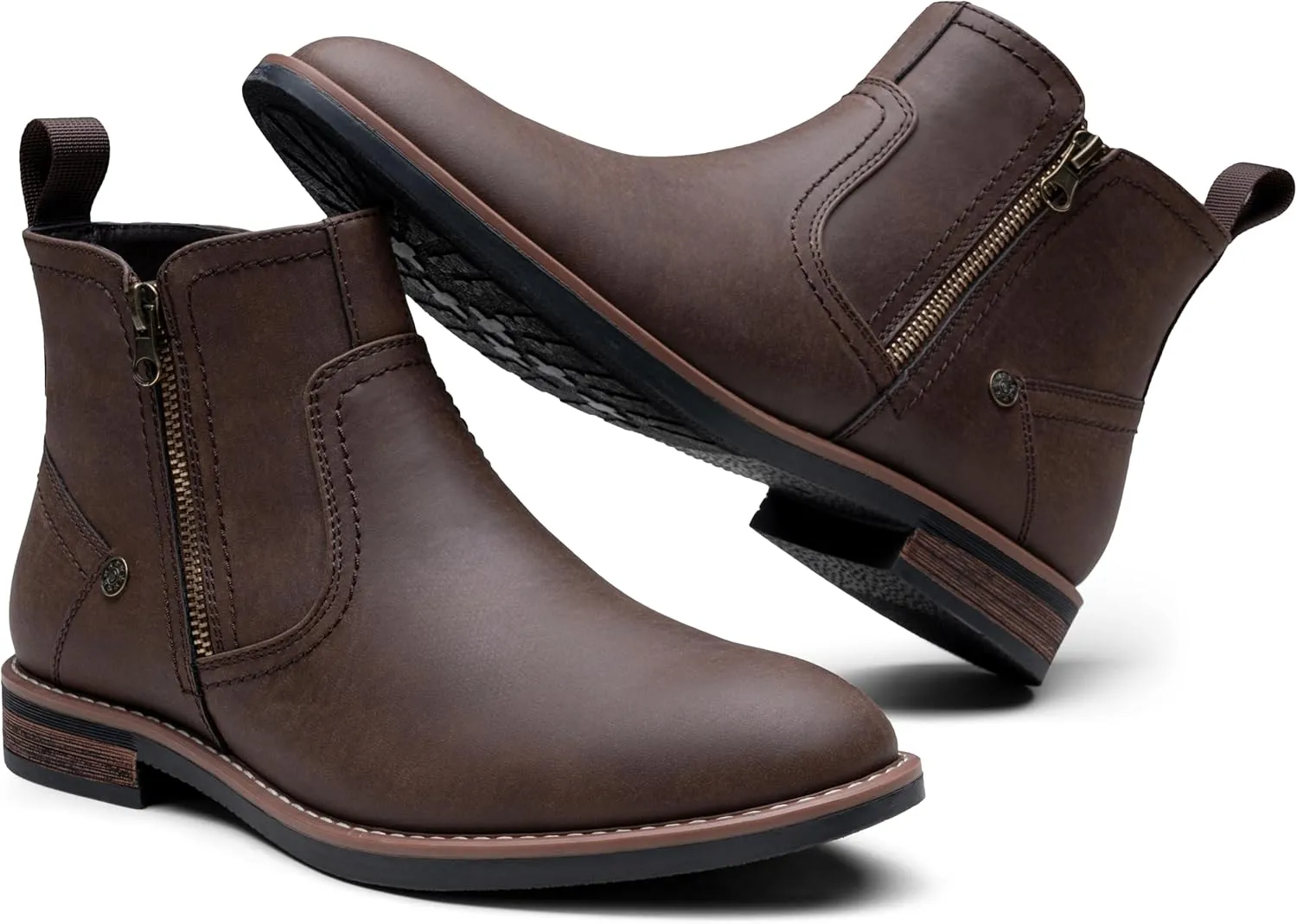 Jousen Mens Chukka Boots Side Zipper Causal Pull On Dress Boots For Men