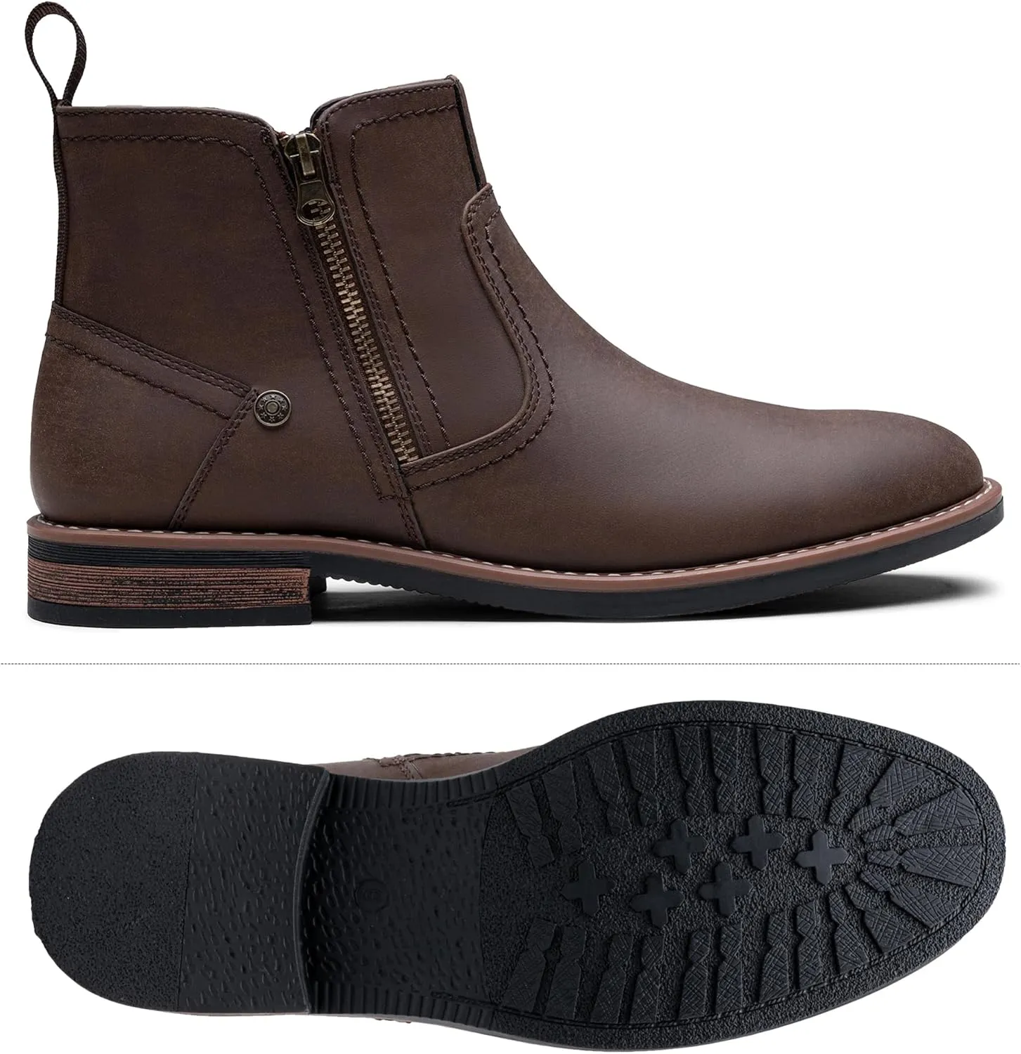 Jousen Mens Chukka Boots Side Zipper Causal Pull On Dress Boots For Men
