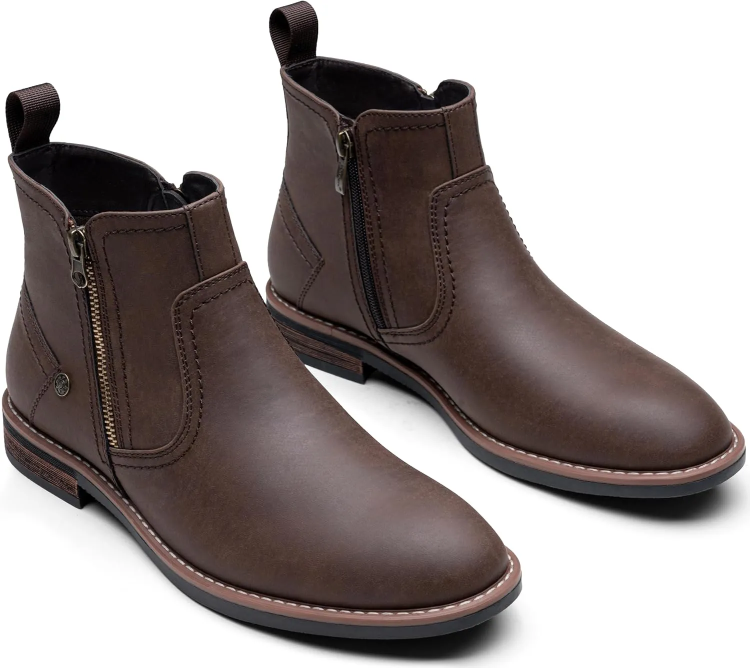 Jousen Mens Chukka Boots Side Zipper Causal Pull On Dress Boots For Men