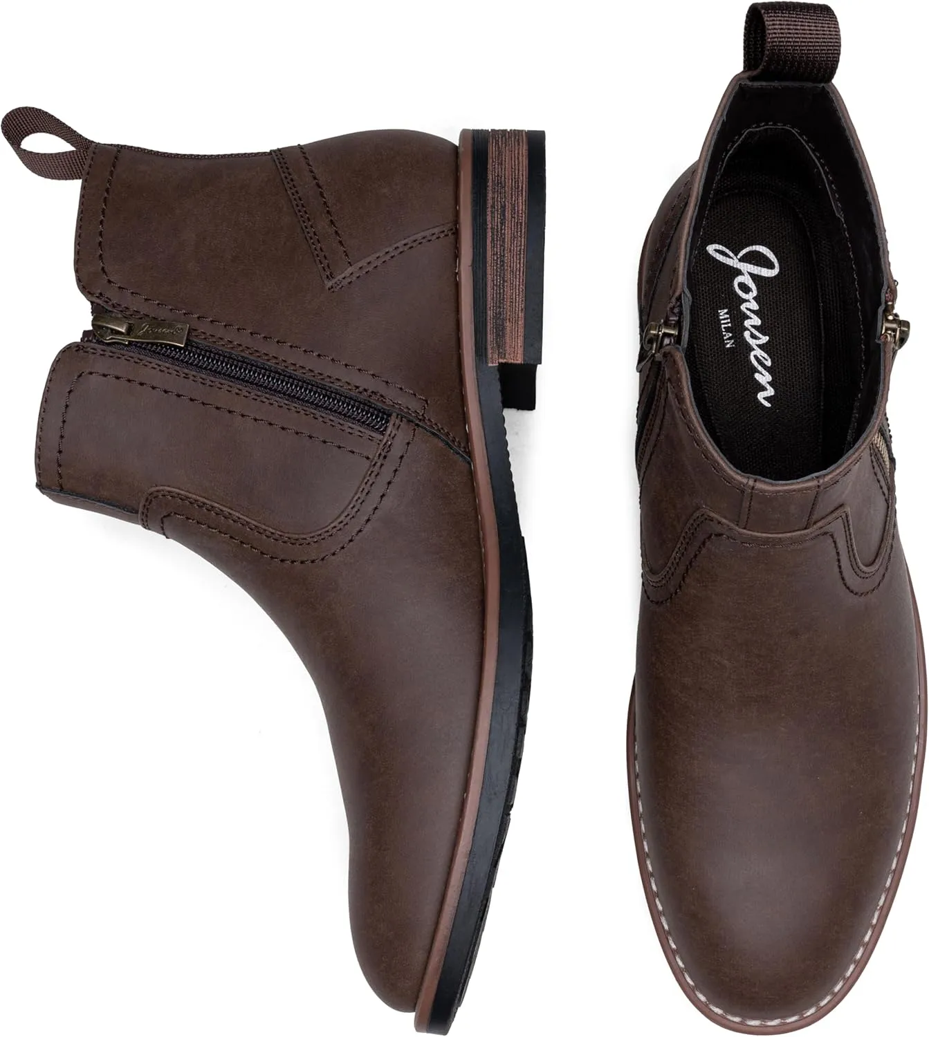 Jousen Mens Chukka Boots Side Zipper Causal Pull On Dress Boots For Men