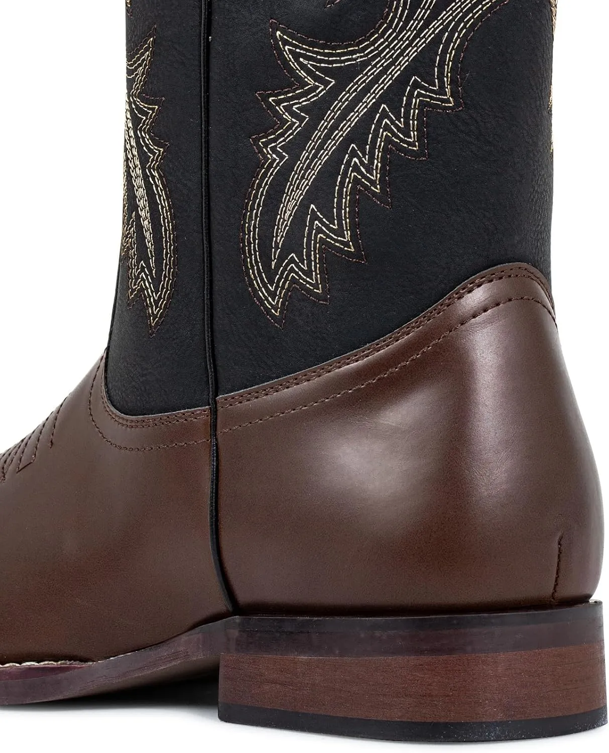 J's.o.l.e Mens Cowboy Boots R Toe Western Embroidered Slip On Country Horsing Riding Round Toe Boots Brown