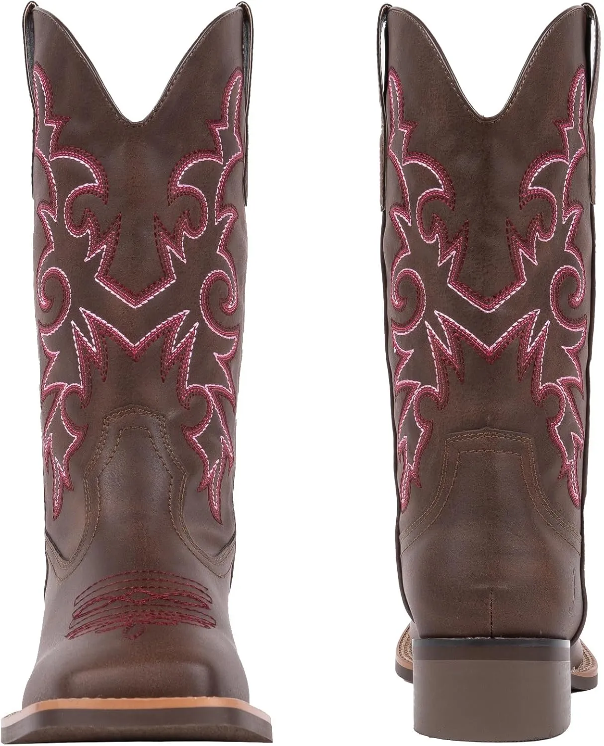 J's.o.l.e Western Wide Calf Cowboy Boots Women Wide Width Square Toe Cowgirl Boots Embroidered Riding Black Brown Boot
