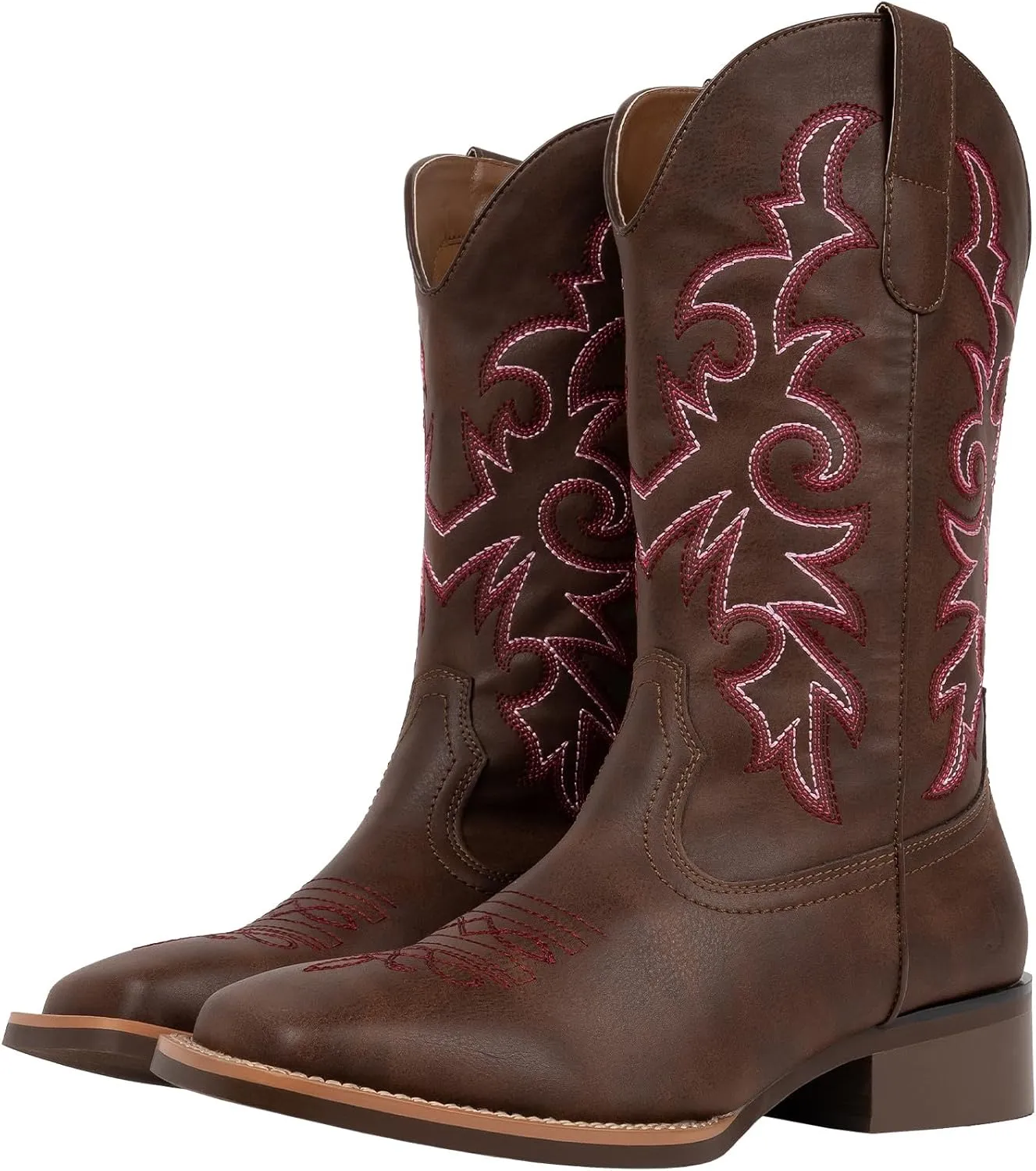 J's.o.l.e Western Wide Calf Cowboy Boots Women Wide Width Square Toe Cowgirl Boots Embroidered Riding Black Brown Boot