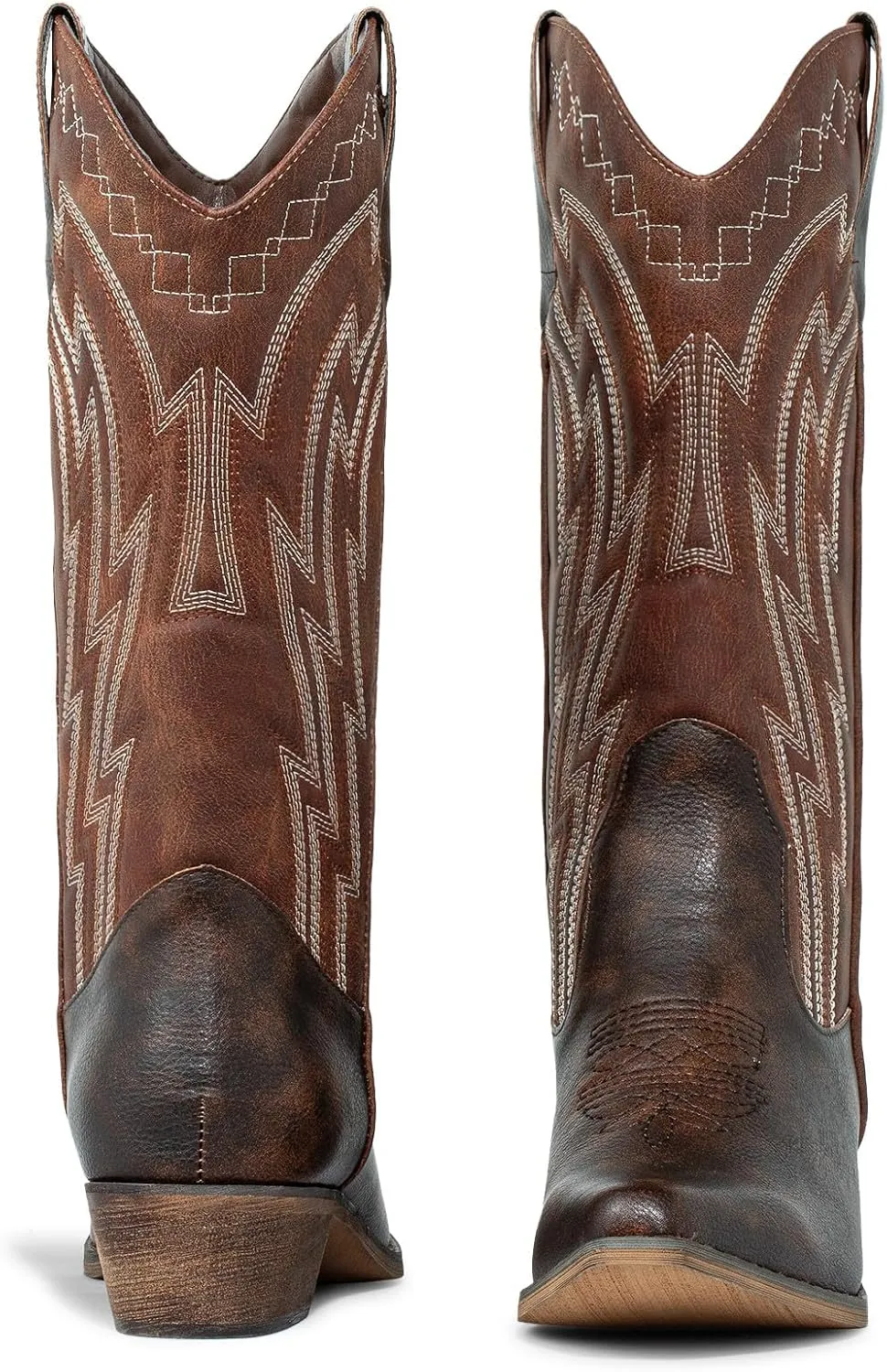 J's.o.l.e Women's Cowgirl Boots Cowboy Vintage Embroidered Brown Country Western Boots Snip Toe