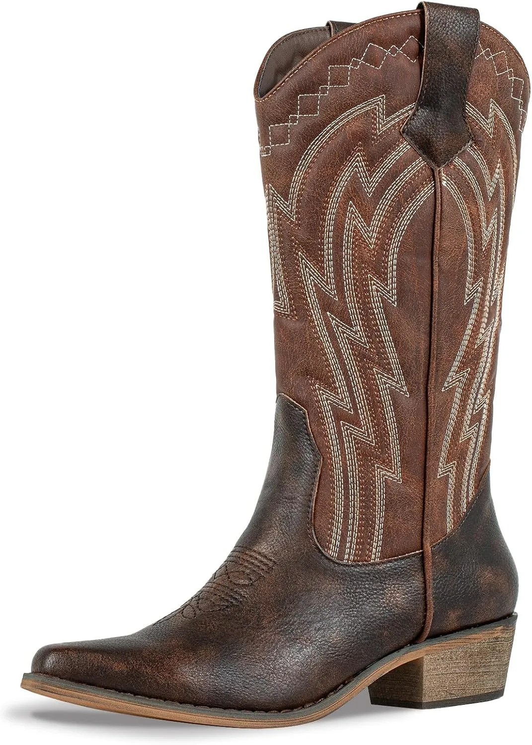J's.o.l.e Women's Cowgirl Boots Cowboy Vintage Embroidered Brown Country Western Boots Snip Toe