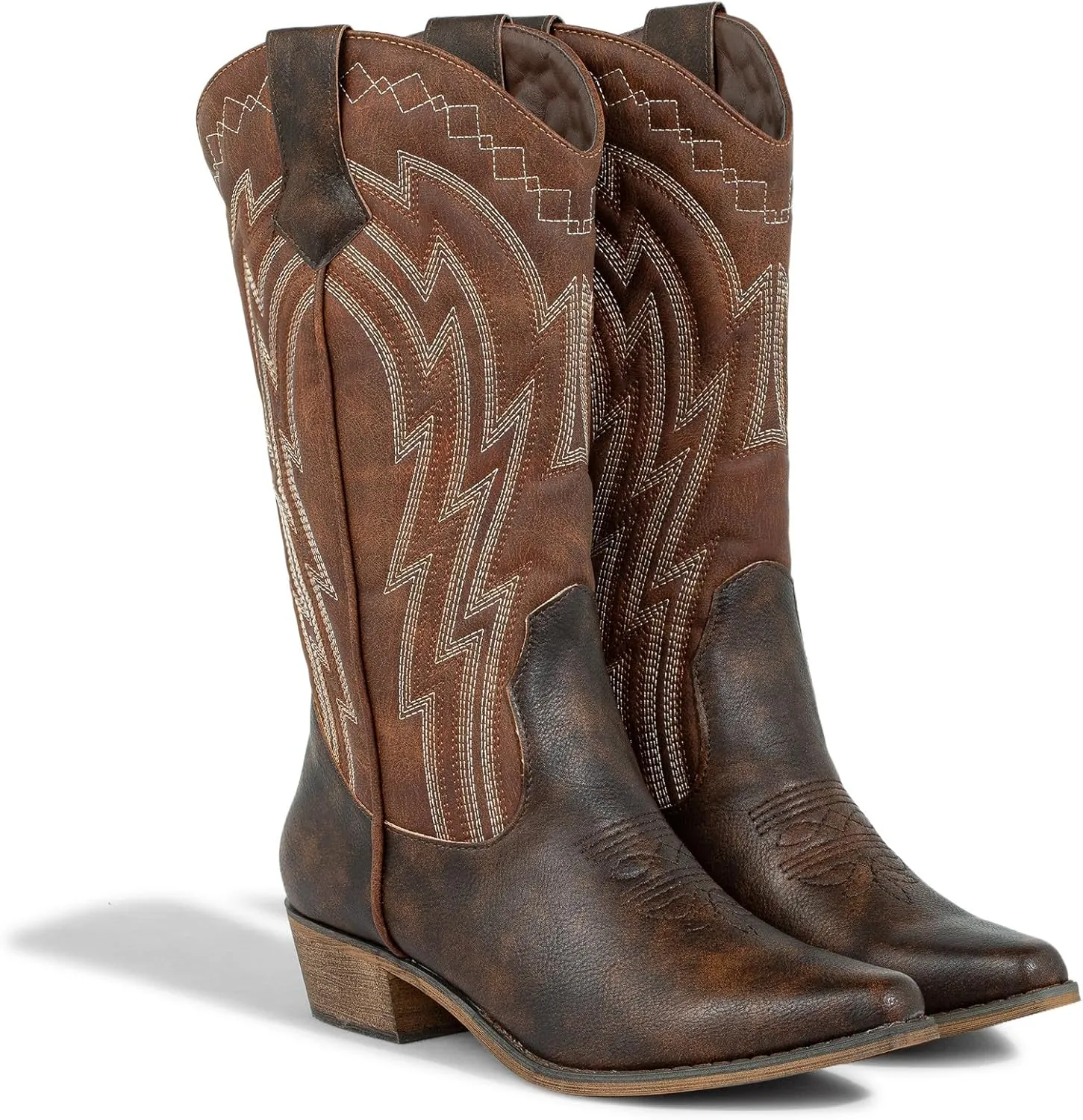 J's.o.l.e Women's Cowgirl Boots Cowboy Vintage Embroidered Brown Country Western Boots Snip Toe