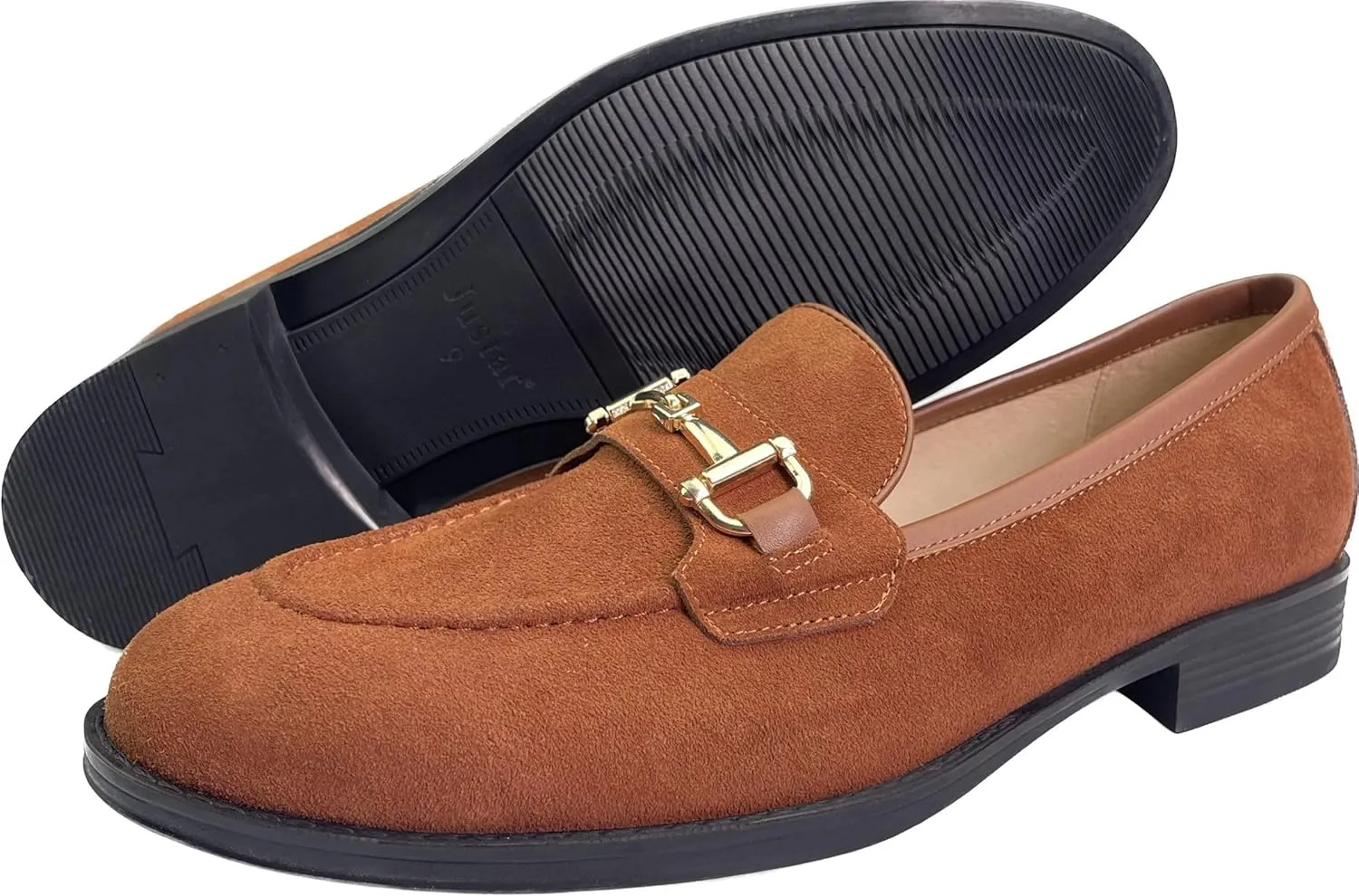Justar Men's Genuine Leather Casual Dress Shoes Slip-On Bussiness Shoes Formal Penny Loafers for Men Tuxedo Shoes