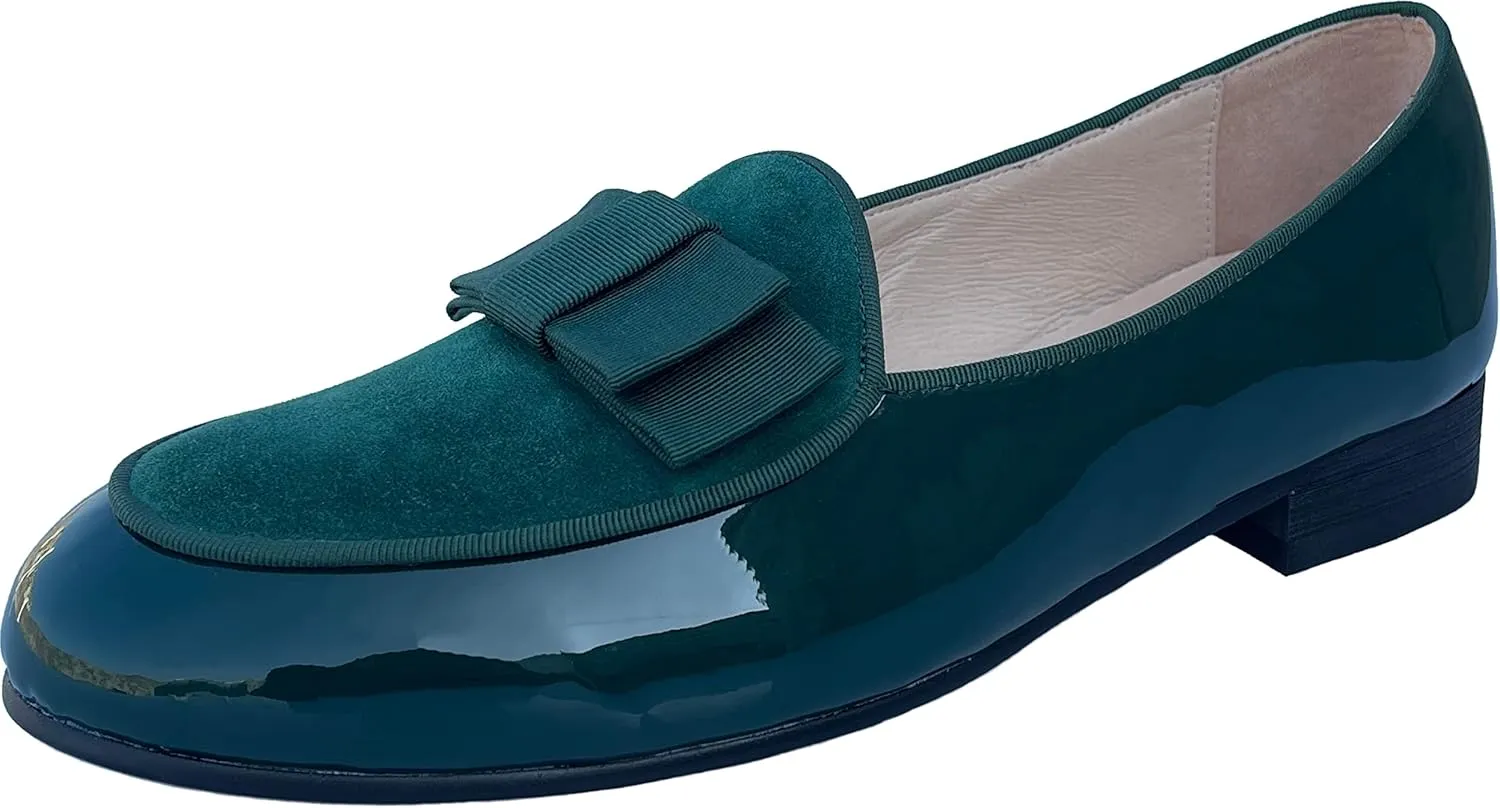 Justar Men's Leather Loafers Belgian Tuxedo Dress Shoes Slip-On Formal Prom Penny Loafers Banquet Flats