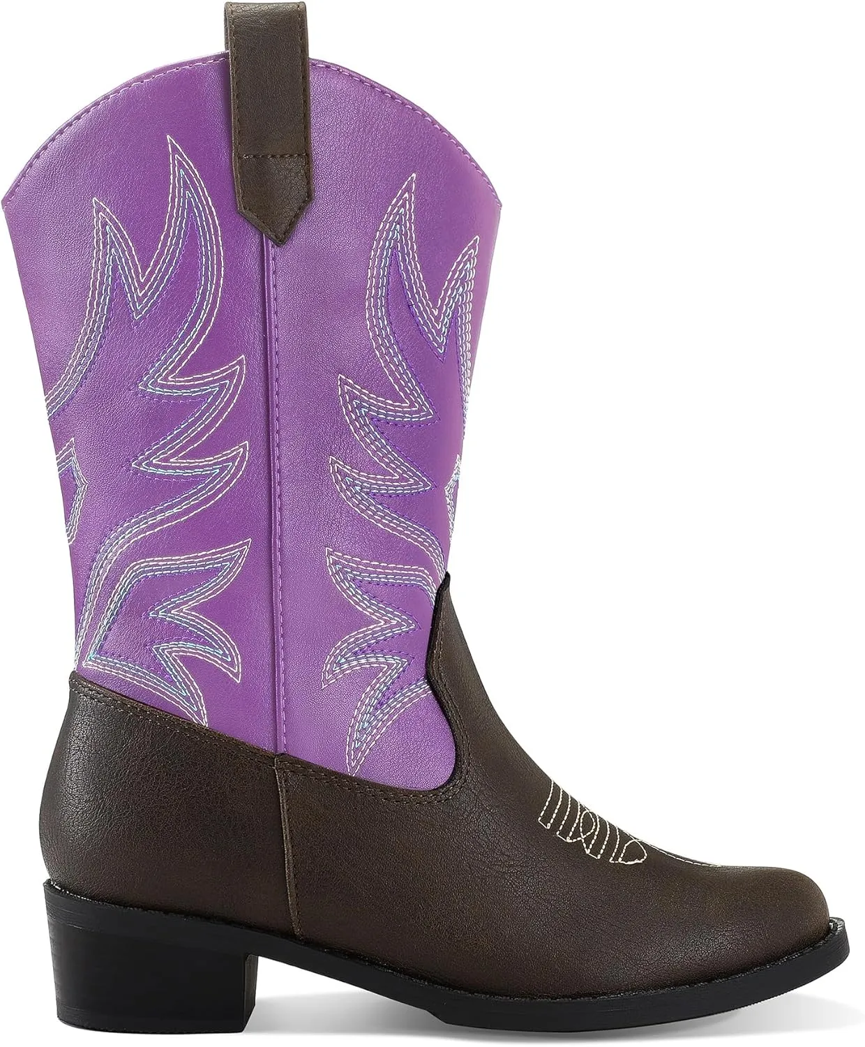 K KomForme Cowboy Boots for Girls and Boys Western Mid-Calf Pointed-Toe Cowgirl Boots (Toddler/Little Kid/Big Kid)