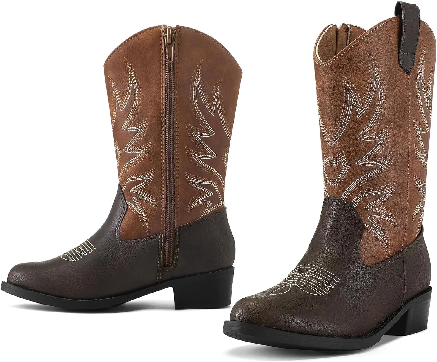 K KomForme Cowboy Boots for Girls and Boys Western Mid-Calf Pointed-Toe Cowgirl Boots (Toddler/Little Kid/Big Kid)