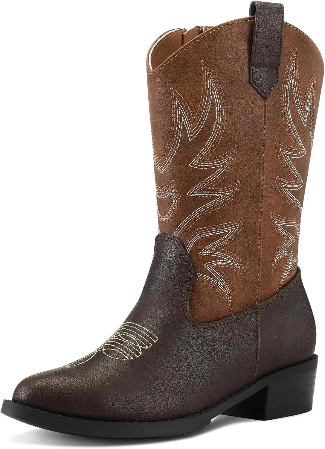 K KomForme Cowboy Boots for Girls and Boys Western Mid-Calf Pointed-Toe Cowgirl Boots (Toddler/Little Kid/Big Kid)