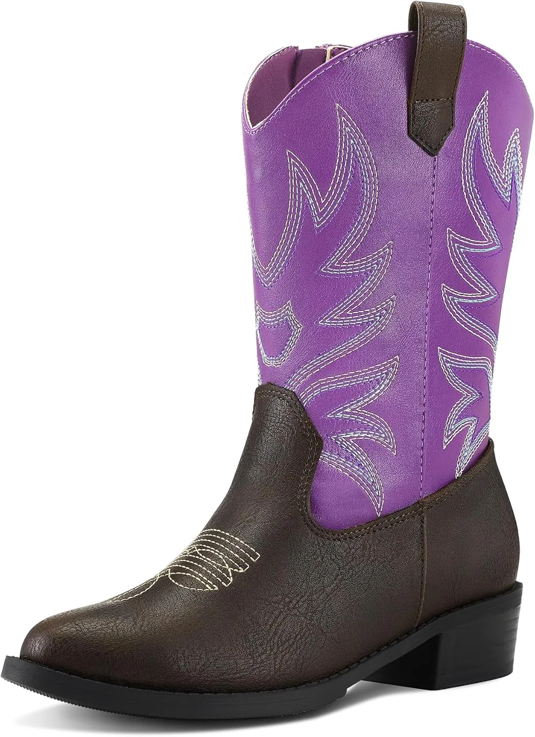 K KomForme Cowboy Boots for Girls and Boys Western Mid-Calf Pointed-Toe Cowgirl Boots (Toddler/Little Kid/Big Kid)