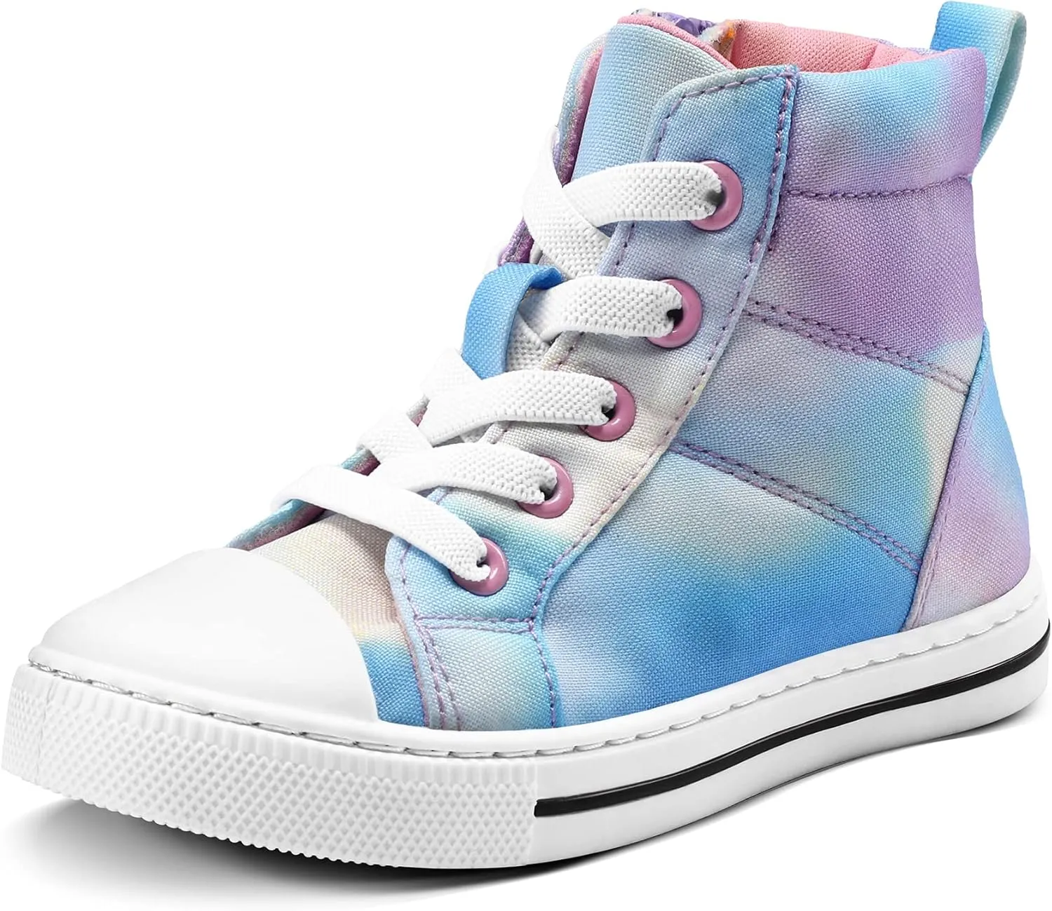 K KomForme Kids Sneakers for Boys and Girls Toddler Canvas High Top Walking Causal Shoes with Zipper