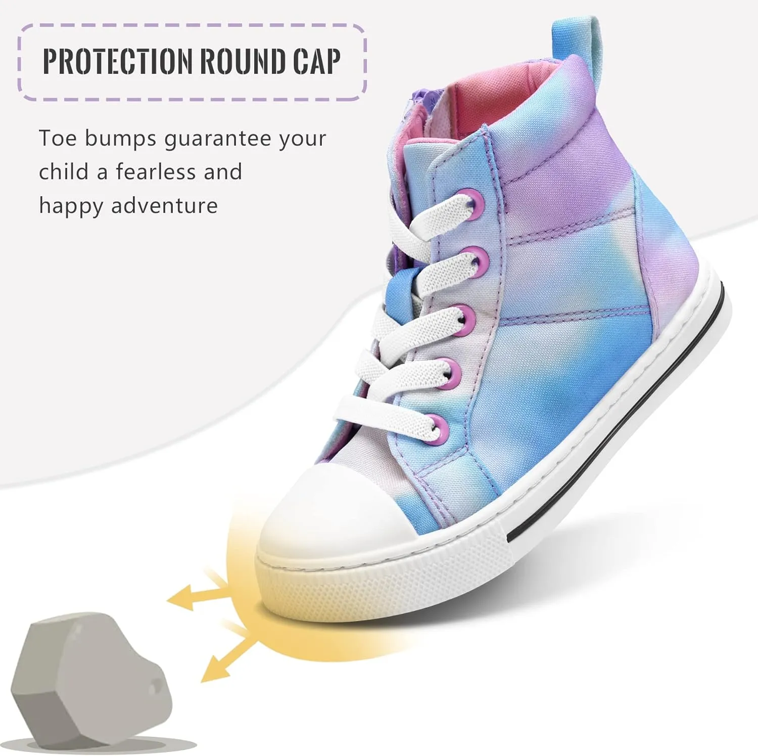 K KomForme Kids Sneakers for Boys and Girls Toddler Canvas High Top Walking Causal Shoes with Zipper