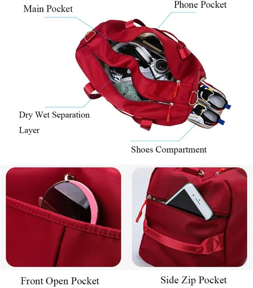 KARRESLY Sports Gym Bag for Women or Men Travel Duffel Bag with Wet Pocket and Shoes Compartment for Training Swim Yoga(ArmyGreen)