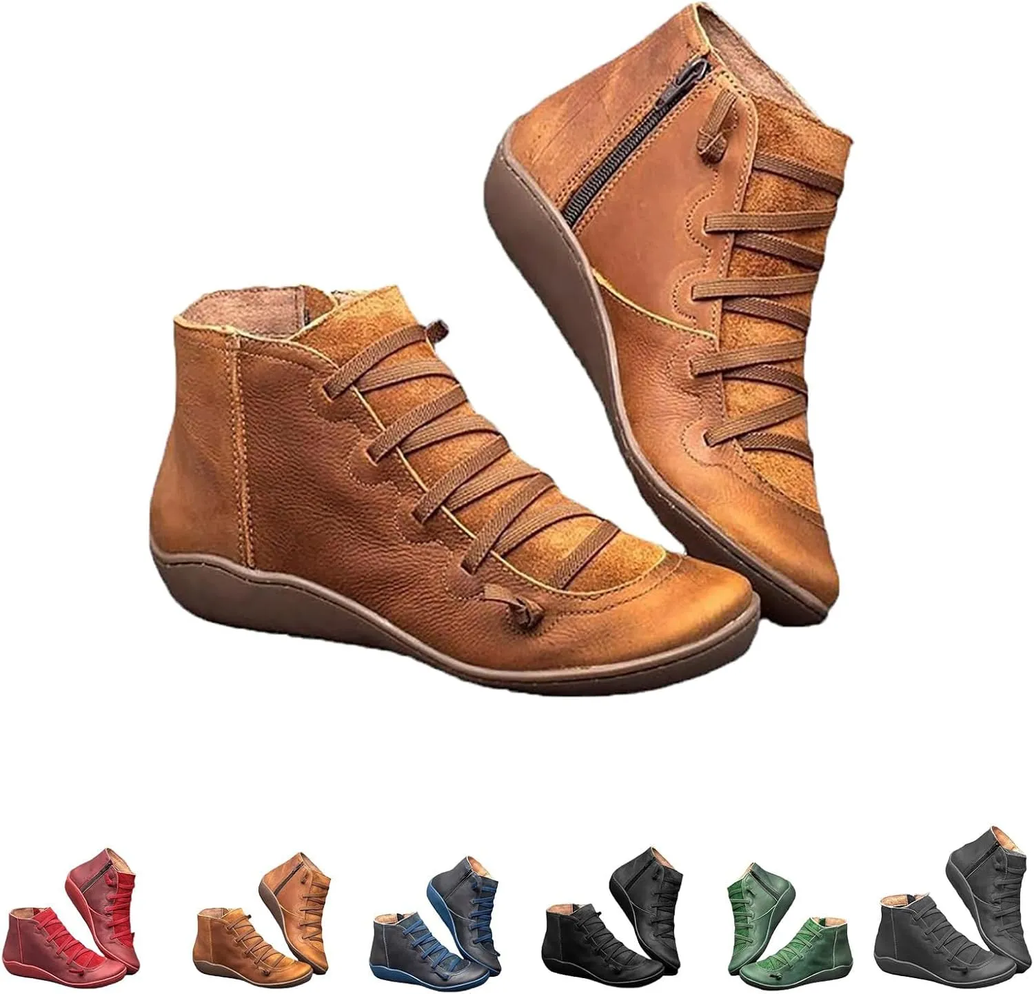 Keilani Women's Vintage Ankle Boots, Keilani Boots, Libiyi Vintage Ankle Boots, Slip on Arch Support Fashion Braided
