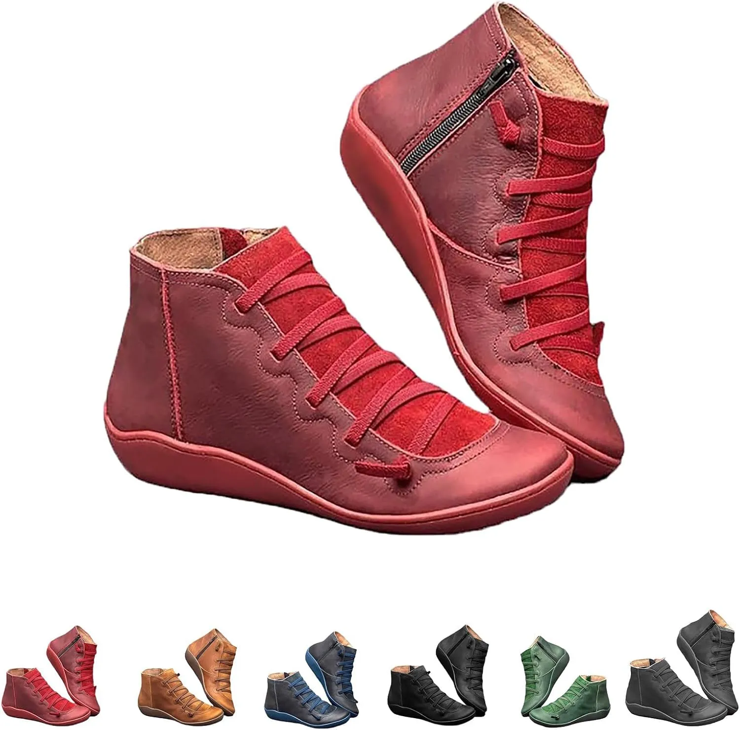 Keilani Women's Vintage Ankle Boots, Keilani Boots, Libiyi Vintage Ankle Boots, Slip on Arch Support Fashion Braided