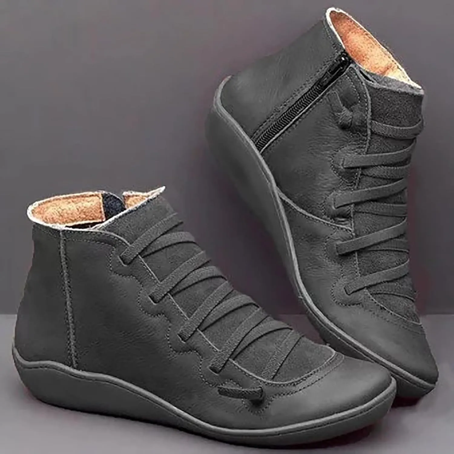 Keilani Women's Vintage Ankle Boots, Keilani Boots, Libiyi Vintage Ankle Boots, Slip on Arch Support Fashion Braided
