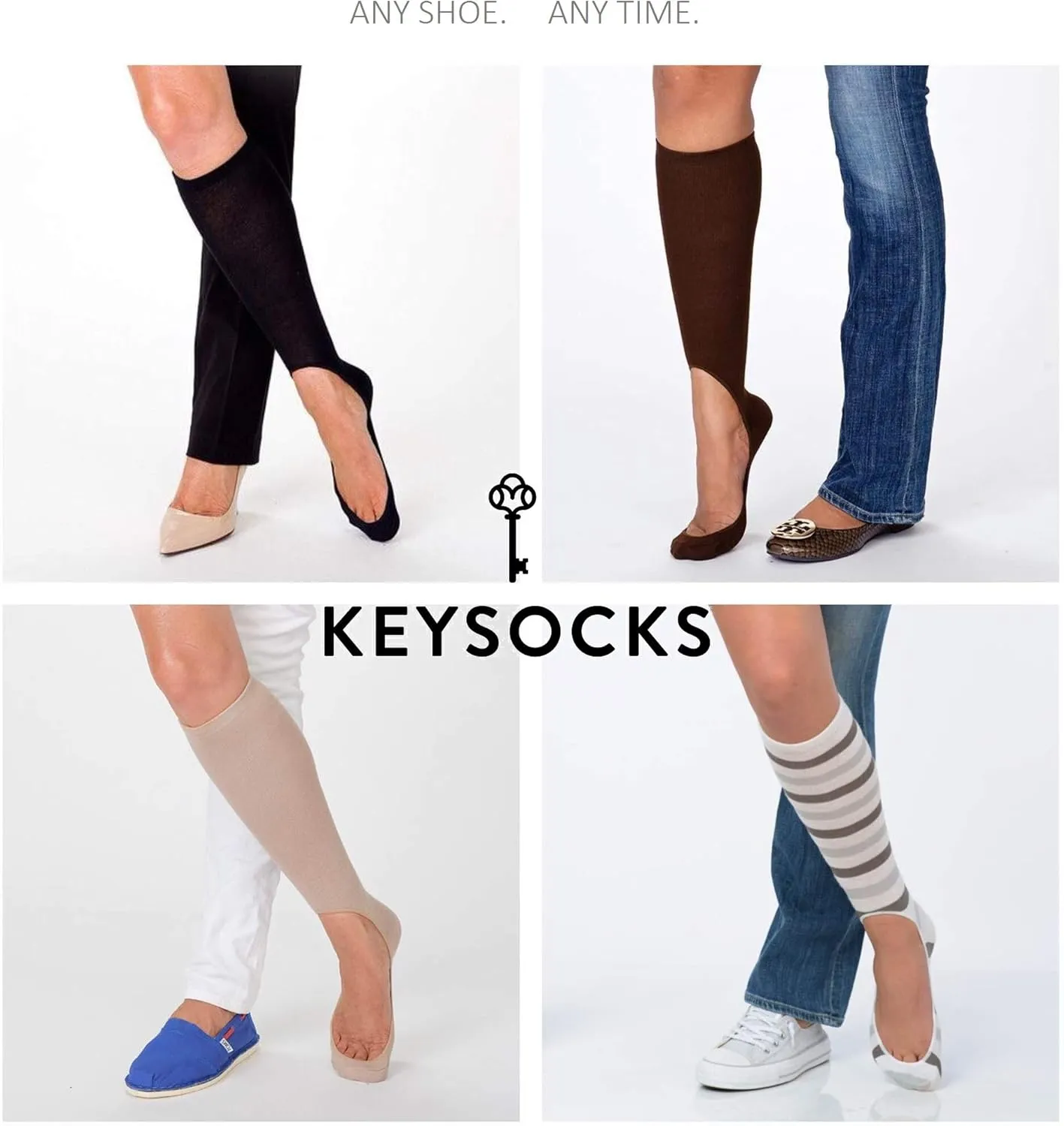 KEYSOCKS Knee High Socks for Women, Classic Light, No Show