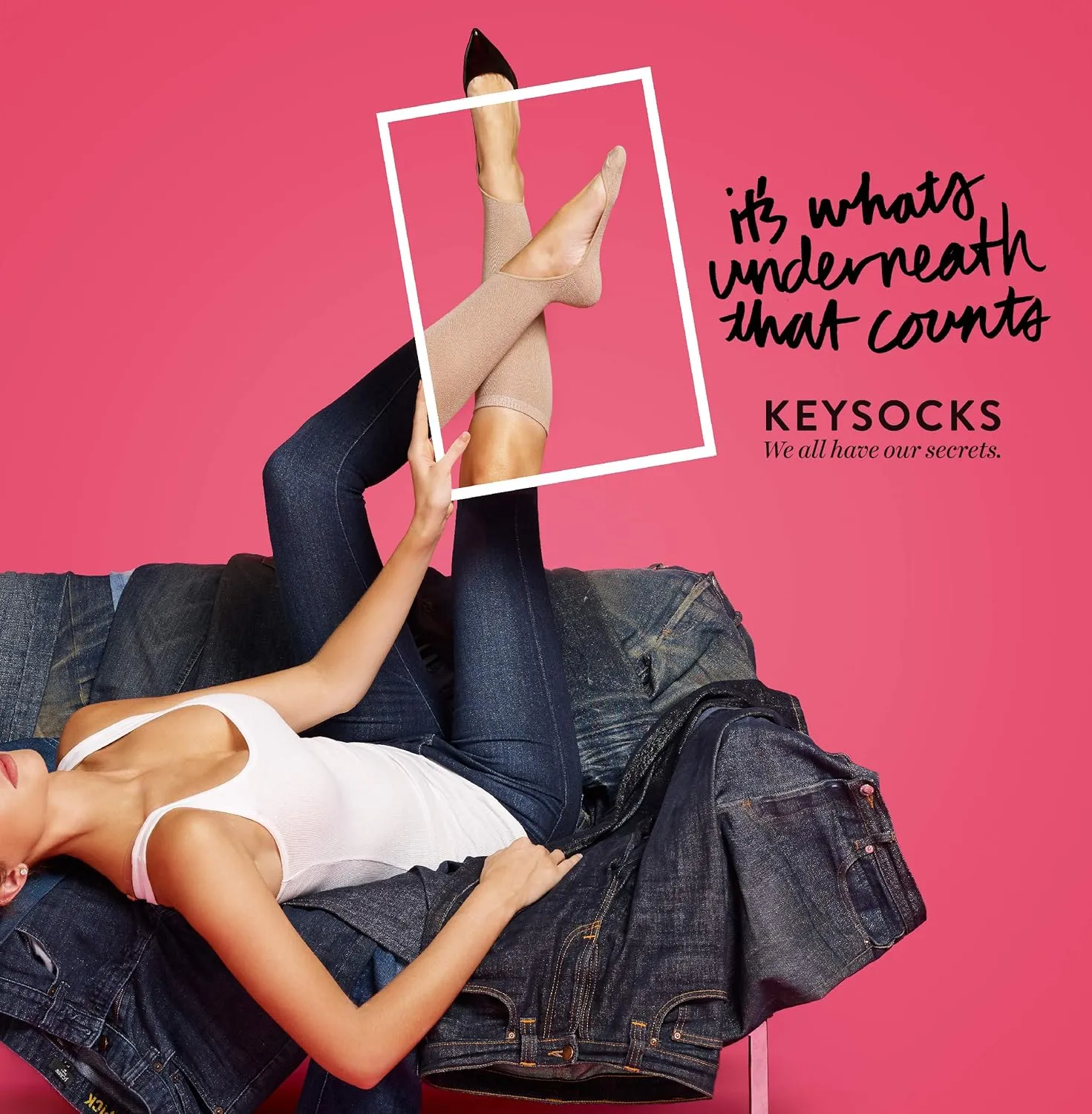 KEYSOCKS Knee High Socks for Women, Classic Light, No Show
