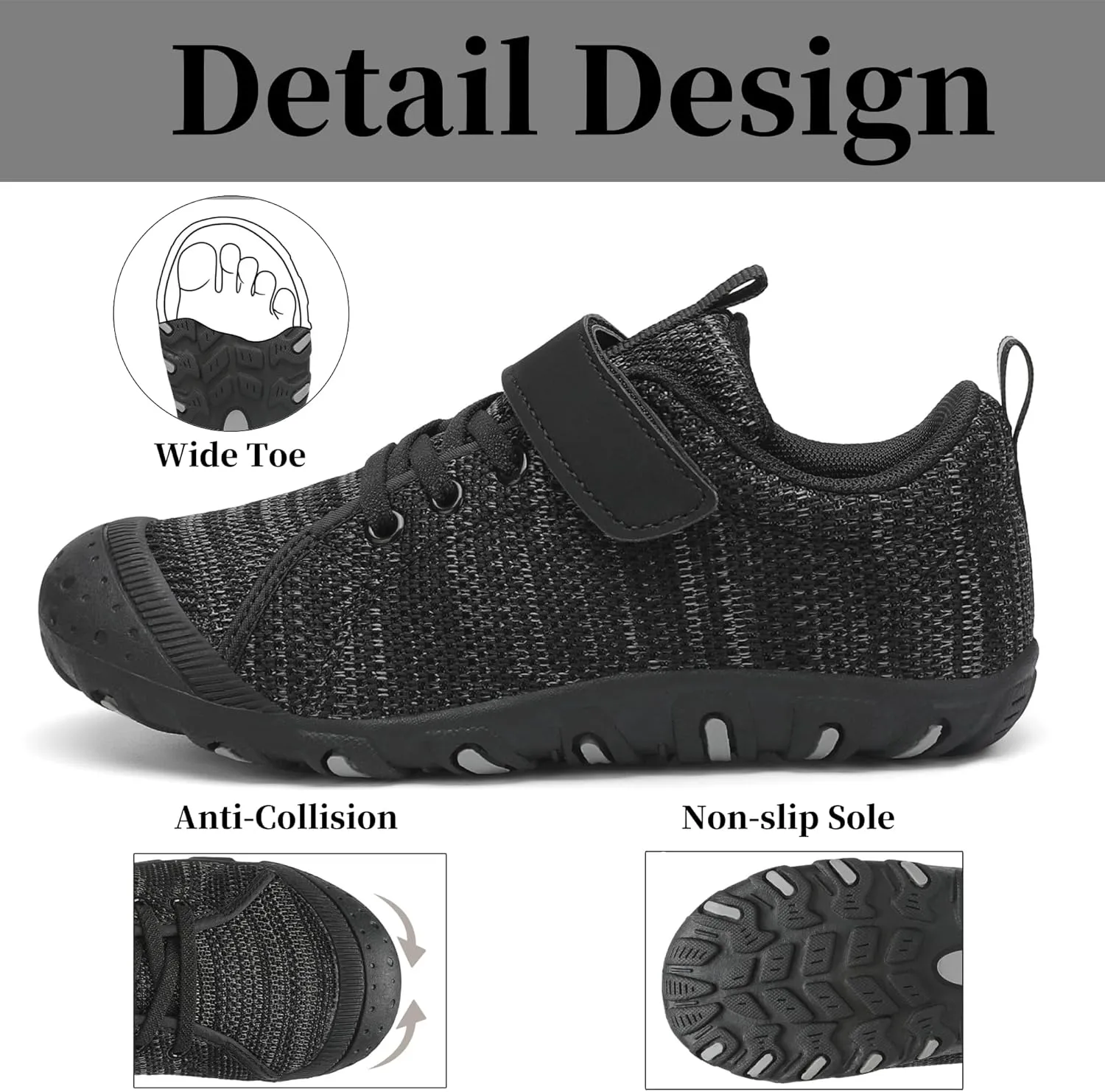 Kids Barefoot Shoes Anti-Collision Girls Boys Sneakers Slip on Running Hiking Tennis Shoes for Toddler/Little/Big Kid