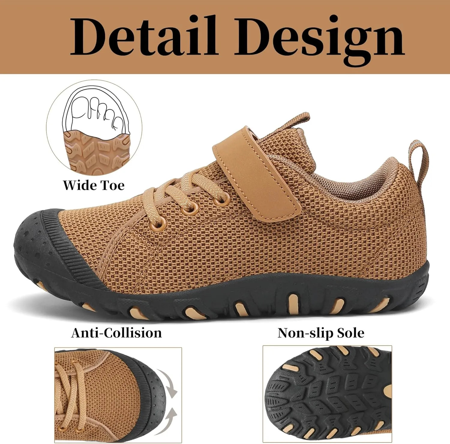 Kids Barefoot Shoes Anti-Collision Girls Boys Sneakers Slip on Running Hiking Tennis Shoes for Toddler/Little/Big Kid
