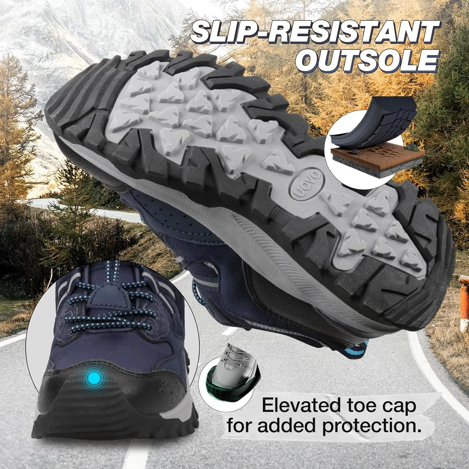 Kids Boys Running Shoes Waterproof Non-Slip Breathable Low-Top Outdoor Hiking Walking Sneakers (Little/Big Kids)