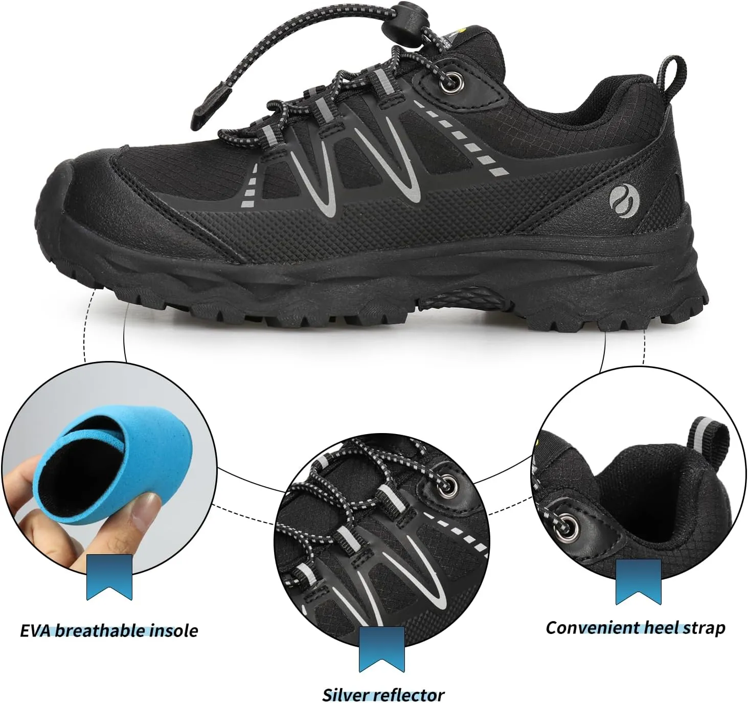 Kids Boys Running Shoes Waterproof Non-Slip Breathable Low-Top Outdoor Hiking Walking Sneakers (Little/Big Kids)