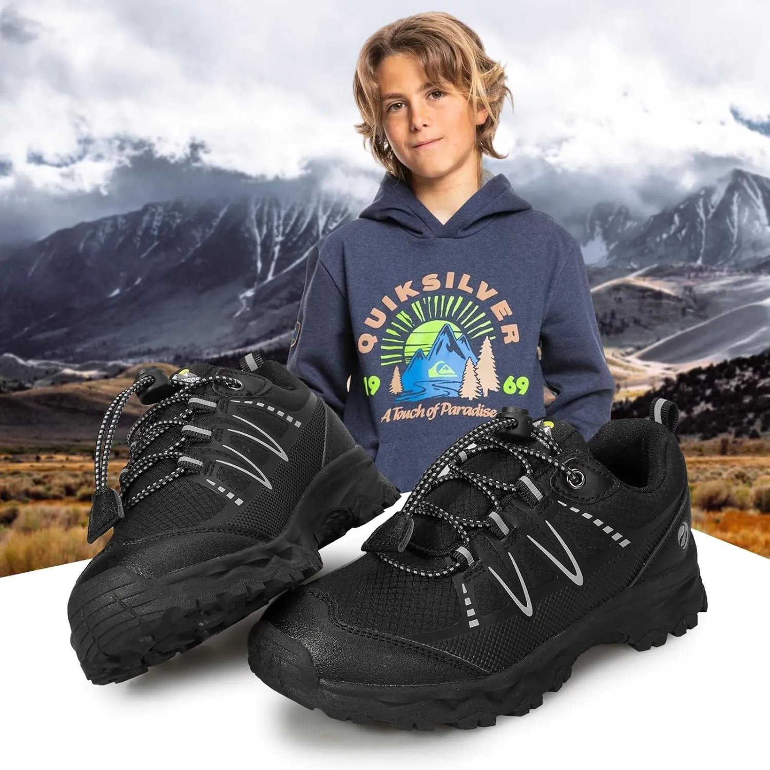 Kids Boys Running Shoes Waterproof Non-Slip Breathable Low-Top Outdoor Hiking Walking Sneakers (Little/Big Kids)