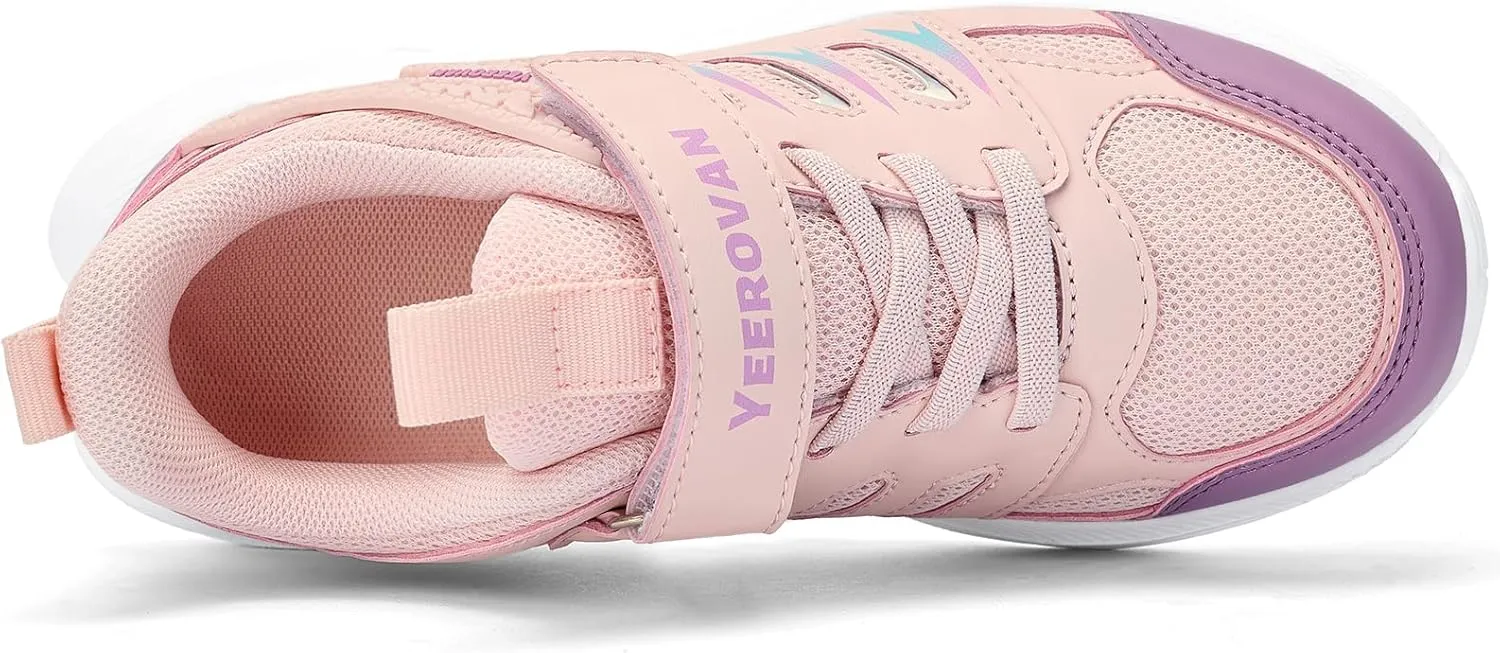 Kids Sneakers for Boys Girls Mesh Breathable Running Shoes Hook and Loop Lightweight Athletic Casual Shoes