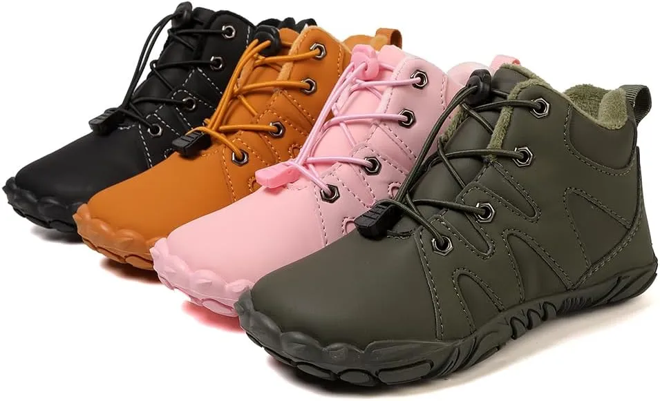 Kids Waterproof Barefoot Shoes for Boys Girls, Autumn and Winter Warm Quick Dry Shoe Toddler Slip on Wide Toe Box Hiking