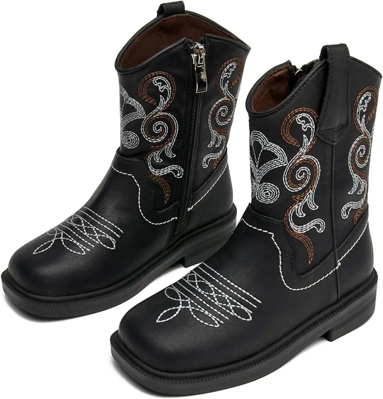 kkdom Cowboy Boots Cowgirl Boots for Toddler Little Boys Girls Kids Western Boots Square Toe Mid Calf Riding Boots