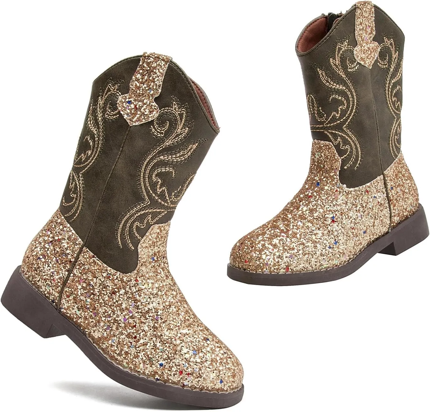 kkdom Cowgirl Boots Cowboy Boots For Girls Boys Kids Fashion Glitter Square Toe Western Boots