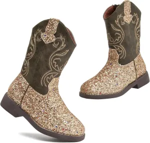 kkdom Cowgirl Boots Cowboy Boots For Girls Boys Kids Fashion Glitter Square Toe Western Boots