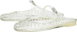 Kluolandi Clear Mary Jane Jelly Shoes for Women Slip On Mules Comfortable Closed Toe Flat Jelly Sandals Summer Mesh Slides