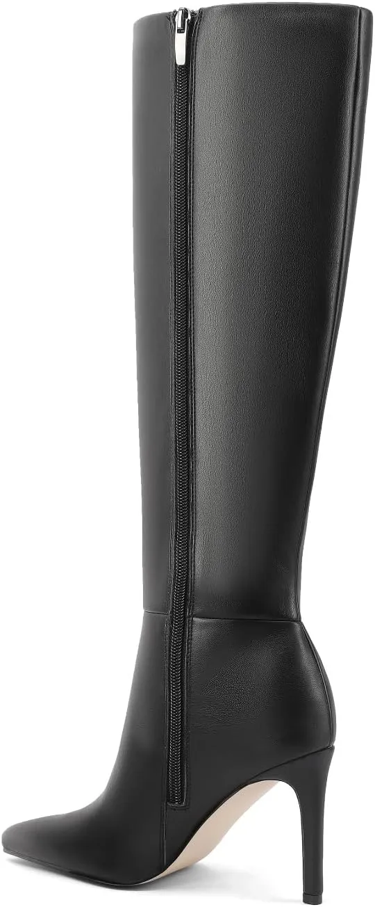Knee High Boots Women Stiletto High Heel Tall Boots Pointed Toe Sexy Long Boots Fashion Dress Shoes with Side Zipper