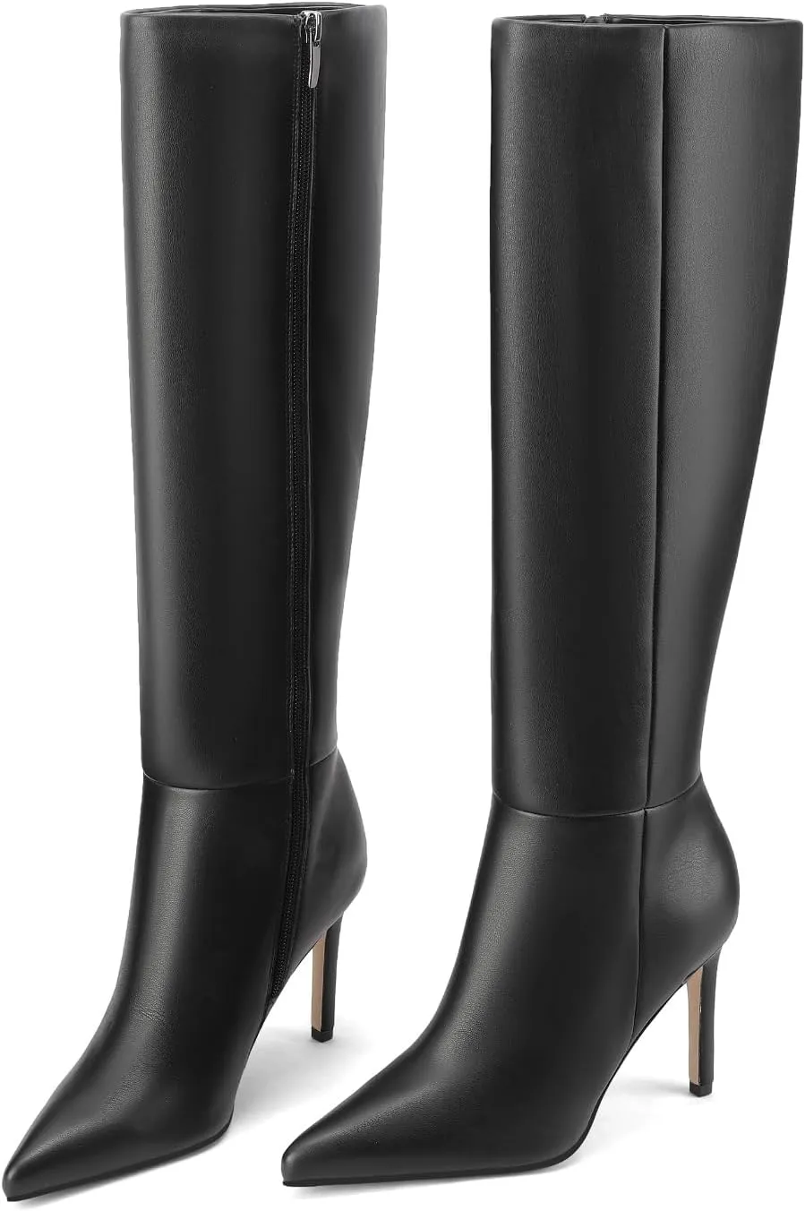 Knee High Boots Women Stiletto High Heel Tall Boots Pointed Toe Sexy Long Boots Fashion Dress Shoes with Side Zipper