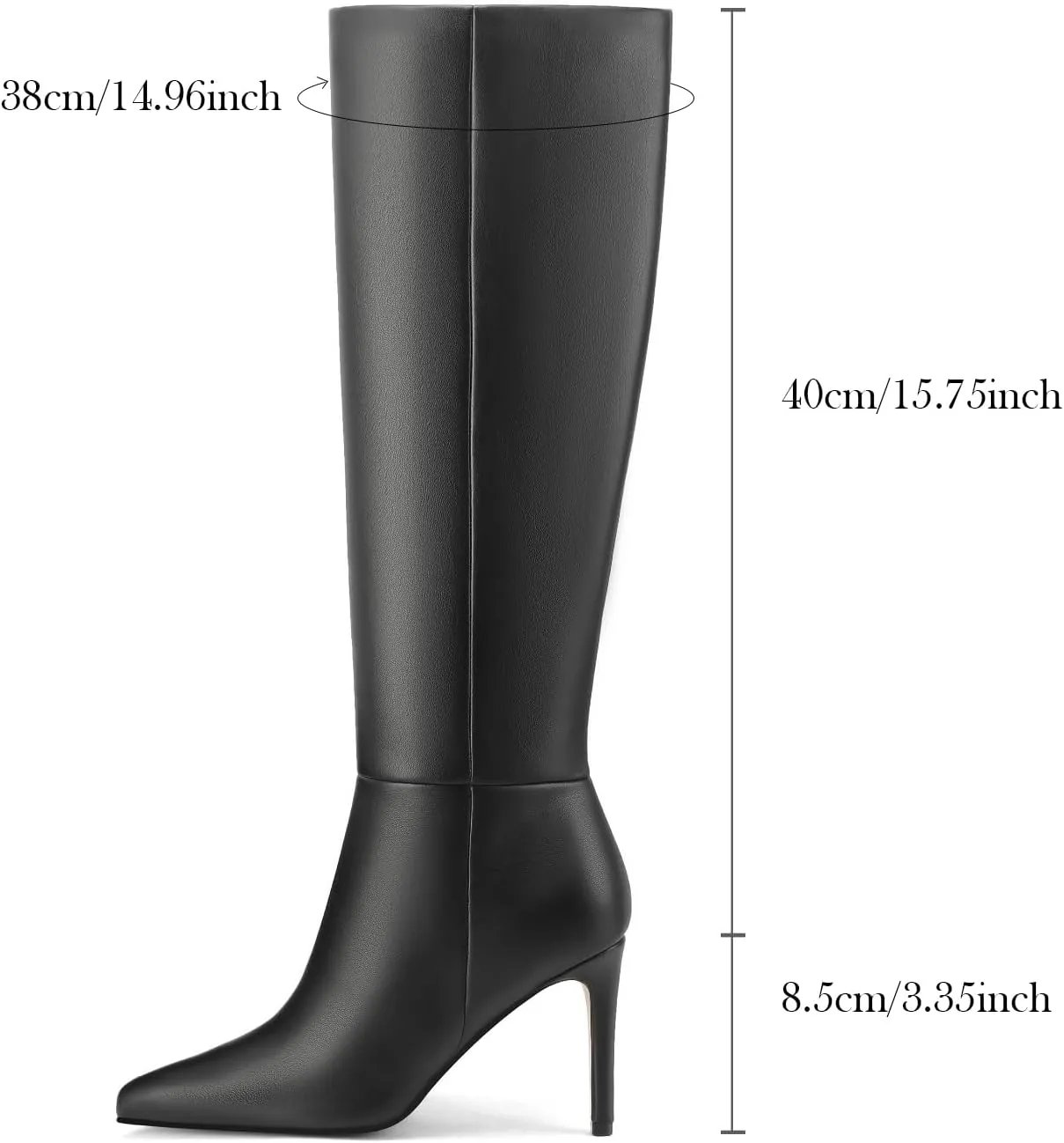 Knee High Boots Women Stiletto High Heel Tall Boots Pointed Toe Sexy Long Boots Fashion Dress Shoes with Side Zipper