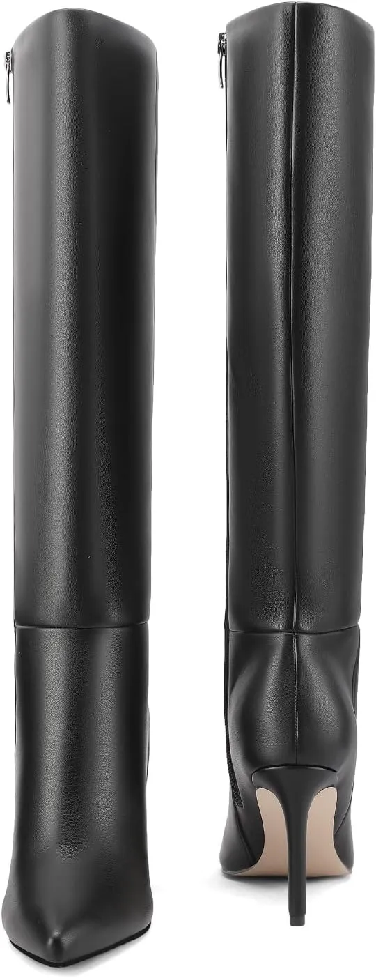 Knee High Boots Women Stiletto High Heel Tall Boots Pointed Toe Sexy Long Boots Fashion Dress Shoes with Side Zipper