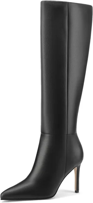 Knee High Boots Women Stiletto High Heel Tall Boots Pointed Toe Sexy Long Boots Fashion Dress Shoes with Side Zipper