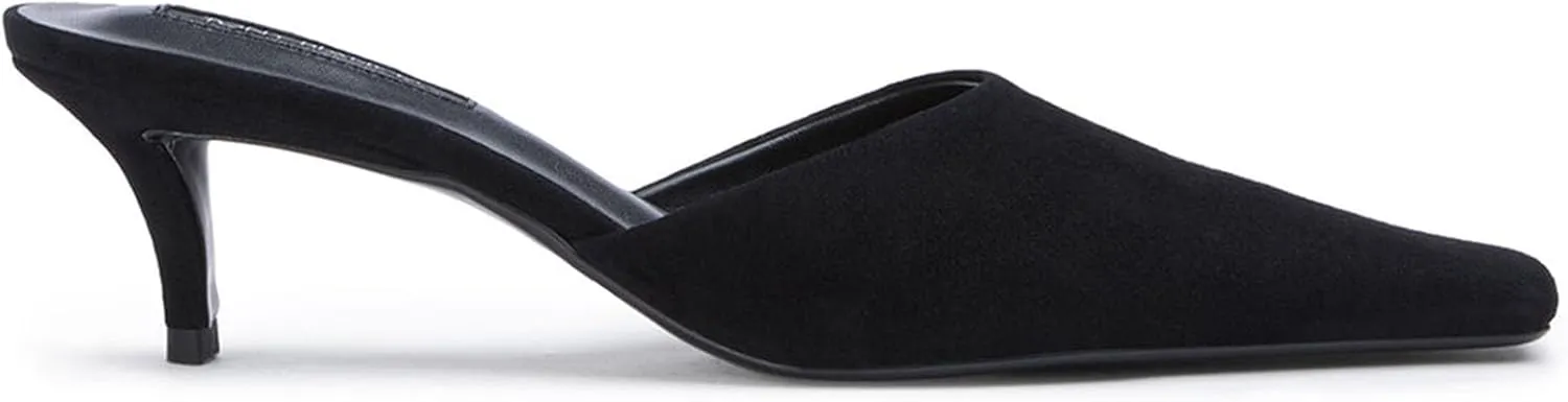 KOKOMOMO Women's Kitten Heels Mules Closed Square Toe Pumps Small Heel Backless Slip On Slide Sandals Slingback Dress Shoes