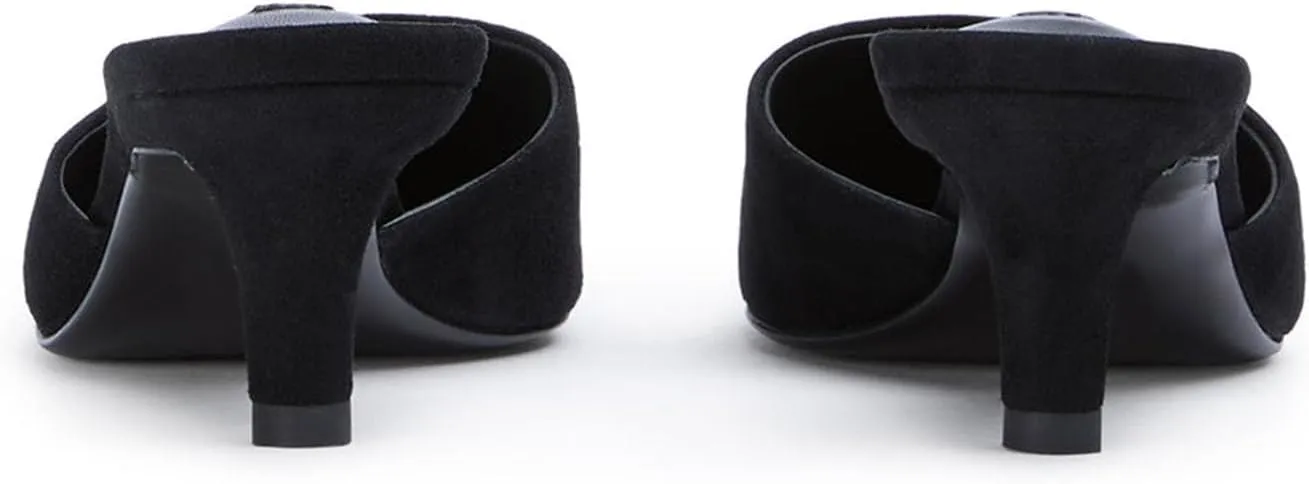 KOKOMOMO Women's Kitten Heels Mules Closed Square Toe Pumps Small Heel Backless Slip On Slide Sandals Slingback Dress Shoes