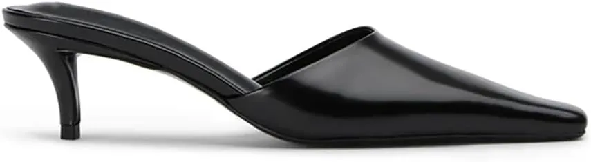 KOKOMOMO Women's Kitten Heels Mules Closed Square Toe Pumps Small Heel Backless Slip On Slide Sandals Slingback Dress Shoes