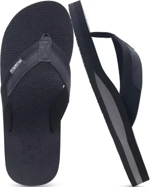 KuaiLu Men's Yoga Mat Leather Flip Flops with Arch Support Comfortable Cushion Walking Thong Sandals Slip On Indoor Outdoor