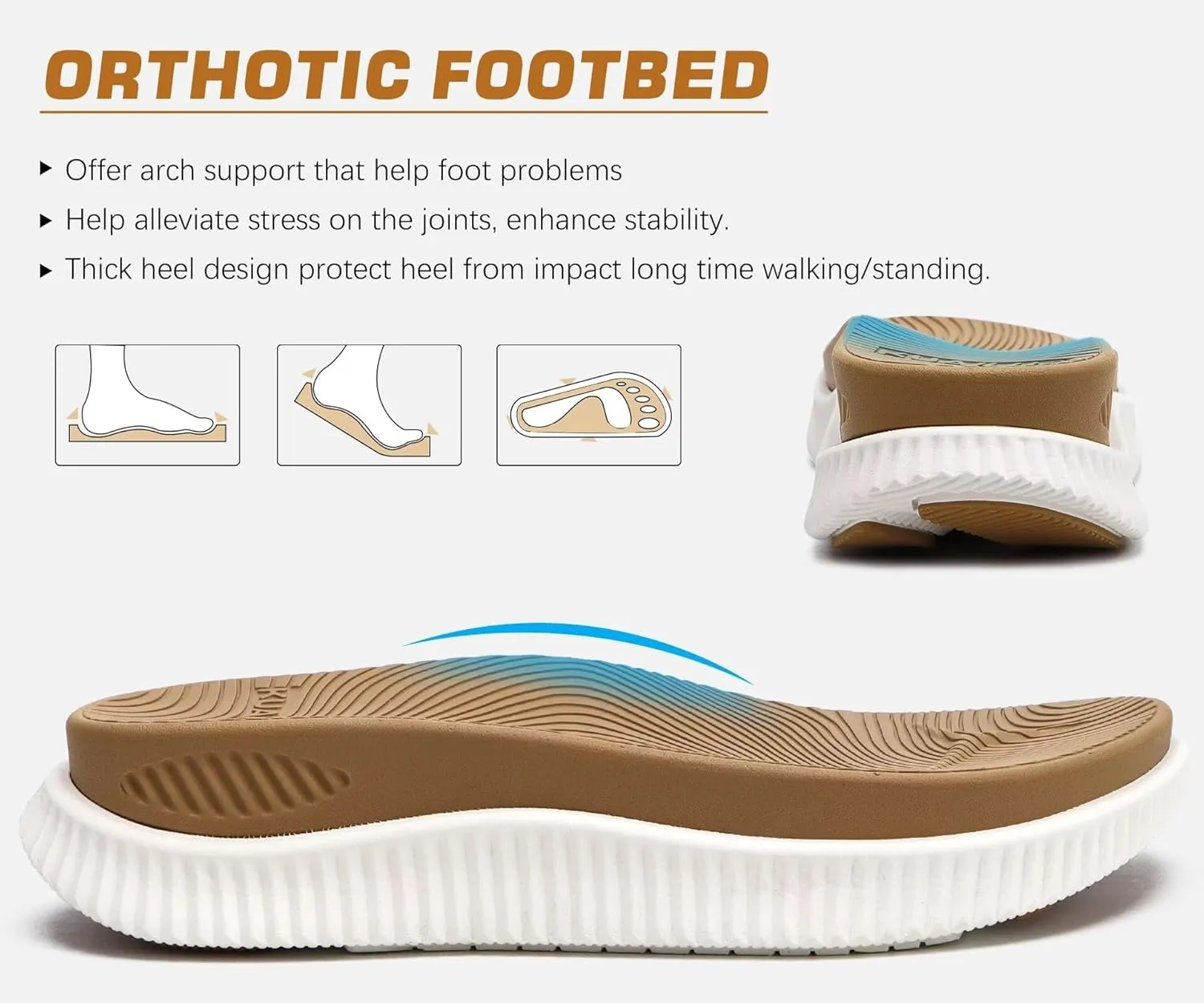 KuaiLu Womens Fashion Orthotic Flip Flops Ladies Athletic Thick Cushion Recovery Thong Sandals Slip On Memory Foam Walking Sandles With Comfortable Plantar Fasciitis Arch Support