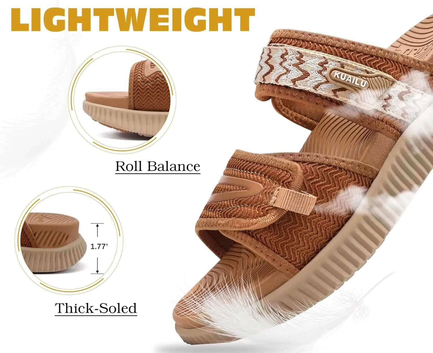 KuaiLu Womens Fashion Orthotic Slides Ladies Athletic Thick Cushion Recovery Sandals Adjustable Strap Slip On Walking Sandles With Comfortable Plantar Fasciitis Arch Support